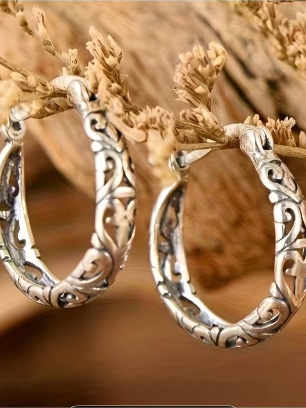 Silver Filigree Hoop Earrings - Women's Silver Hoop Earrings